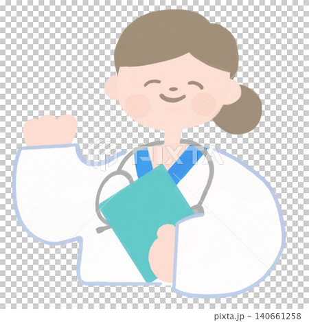 手を振る女性医師の北欧テイストのイラスト 140661258