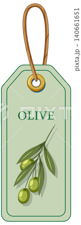 Mediterranean Olive Product Label with Twine String and Branch Illustration Mediterranean Olive Product Label with Twine String and Branch Illustration 140661651