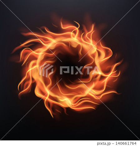 Abstract Fire Ring Light with Dark Background, Vector Illustration 140661764