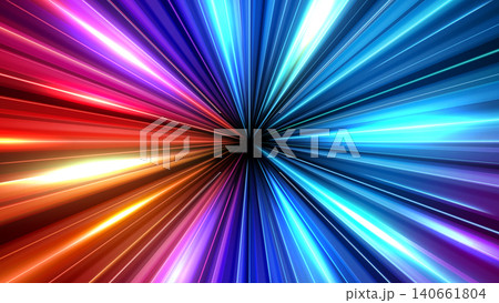 Colorful Light Trails, Perspective Long Time Exposure Motion Blur Effect, Vector Illustration 140661804