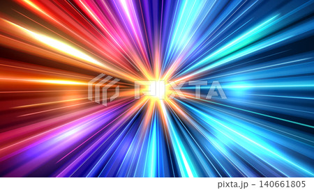 Colorful Light Trails, Perspective Long Time Exposure Motion Blur Effect, Vector Illustration 140661805