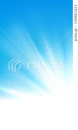 Radiant Blue Sky with Sparkles and Light Rays, Smart Mobile Wallpaper, Vector Illustration 140661821