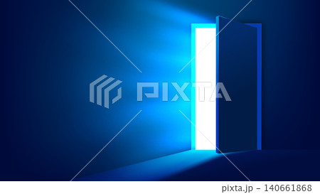 Blue Dazzling Doorway, Glowing Portal to New Opportunities, Vector Illustration Blue Dazzling Doorway, Glowing Portal to New Opportunities, Vector Illustration 140661868