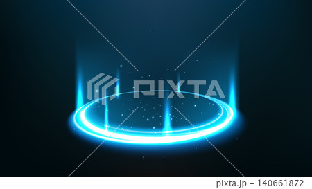 Futuristic Blue Magic Teleportation Portal with Sparks, Vector Illustration Futuristic Blue Magic Teleportation Portal with Sparks, Vector Illustration 140661872
