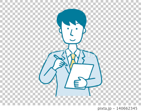 メモを取る男性会社員 メモを取る男性会社員 140662345
