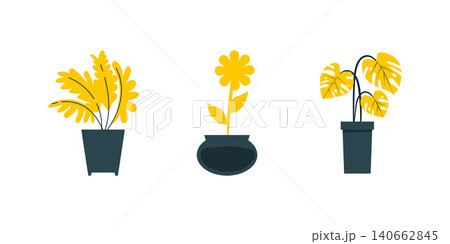 Hand drawn houseplant outline set isolated on white background Hand drawn houseplant outline set isolated on white background 140662845