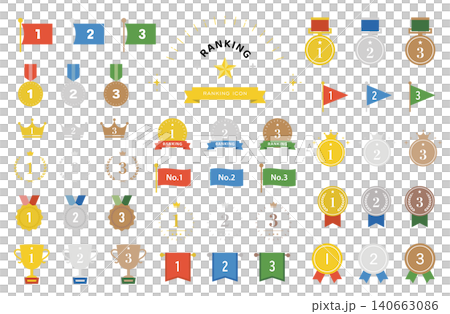 Ranking Icon Set Gold Silver Blonde Material Illustration Vector Medal Ranking Icon Set Gold Silver Blonde Material Illustration Vector Medal 140663086