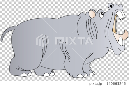 Hand-drawn animal illustration ☆ Hippo Hand-drawn animal illustration ☆ Hippo 140663246