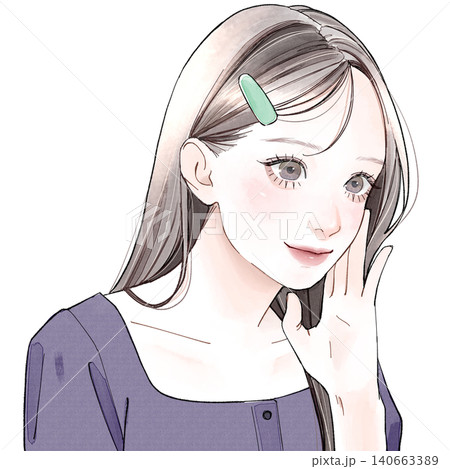 頬に触れている女性 140663389