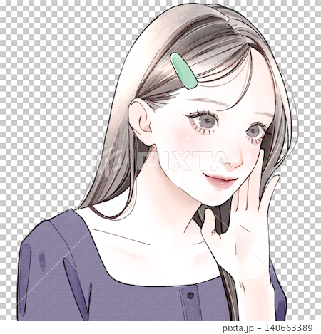 頬に触れている女性 140663389