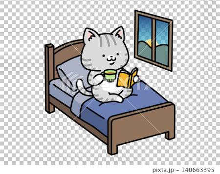 A cat experiencing early morning awakenings due to menopause wakes up early to read. A cat experiencing early morning awakenings due to menopause wakes up early to read. 140663395