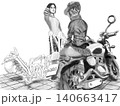 バイクと人物のイラスト 140663417