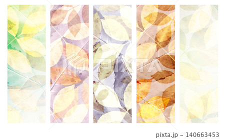 Set of vertical or horizontal vintage nature banners with autumn leaves. Collection of fall banners with yellow and red leaf in spirit of retro aesthetics. Copy space for text 140663453
