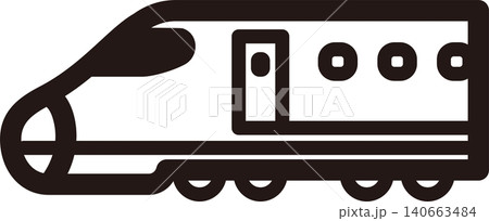 新幹線　アイコン　高速鉄道　列車　電車　交通　乗り物　旅行　ビジネス　線画　ピクト　イラスト素材 140663484