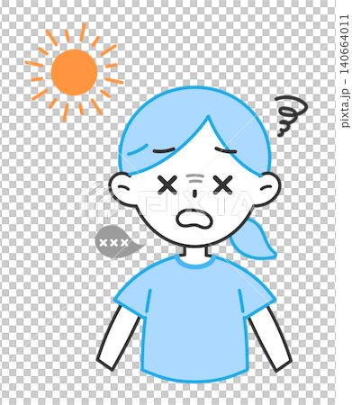 熱中症で意識障害がある女性のイラスト 返事がおかしい 熱中症で意識障害がある女性のイラスト 返事がおかしい 140664011
