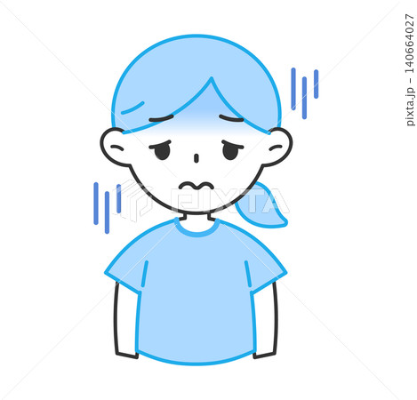 倦怠感のある女性のイラスト だるい 顔が青い 倦怠感のある女性のイラスト だるい 顔が青い 140664027
