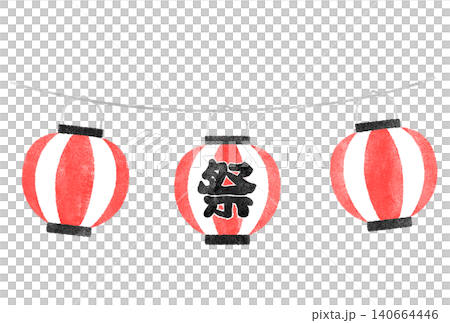 一幅紅色節日燈籠的水彩插畫 140664446