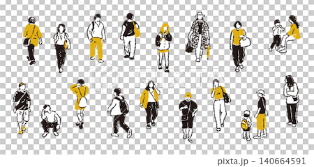 インクにじみペン画の人物 D 140664591