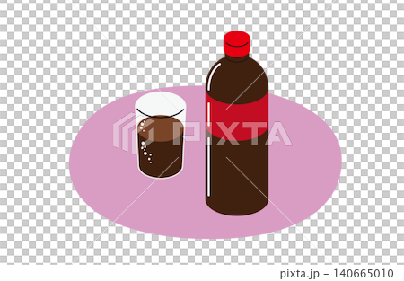 一瓶塑膠可樂和一個玻璃杯(沒有輪廓) 一瓶塑膠可樂和一個玻璃杯(沒有輪廓) 140665010