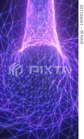 Polygonal human neck and shoulder formed by glowing purple lines, illustrating anatomy, digital structure and futuristic medical visualization Polygonal human neck and shoulder formed by glowing purple lines, illustrating anatomy, digital structure and futuristic medical visualization 140665188