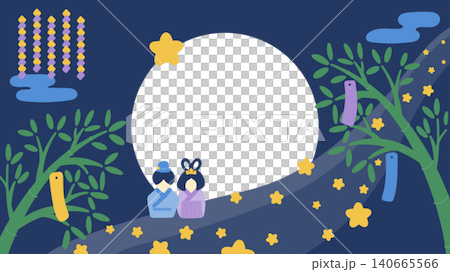 Tanabata frame: Background material featuring the Milky Way and bamboo decorations Tanabata frame: Background material featuring the Milky Way and bamboo decorations 140665566