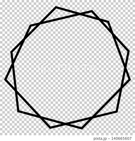 幾何学図形の線画フレーム　ブラック 140665607