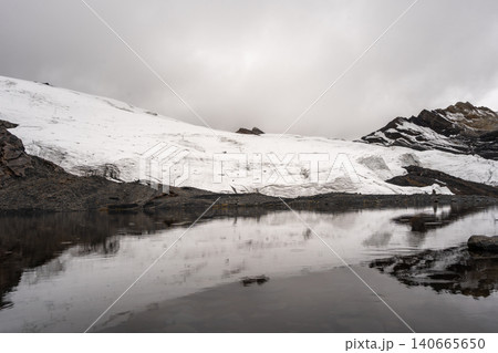 Pastoruri Glacier and its reflection in Huaraz, Peru Andean region Pastoruri Glacier and its reflection in Huaraz, Peru Andean region 140665650