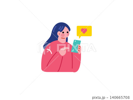 いいねをする女性のイラスト 140665708