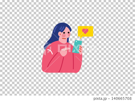 いいねをする女性のイラスト 140665708