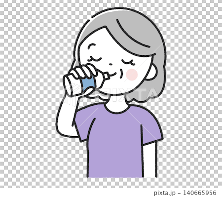 水分補給をするシニア女性 水分補給をするシニア女性 140665956