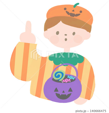 思いついた仮装したハロウィンを楽しむ女の子のイラスト 思いついた仮装したハロウィンを楽しむ女の子のイラスト 140666475