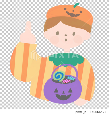 思いついた仮装したハロウィンを楽しむ女の子のイラスト 思いついた仮装したハロウィンを楽しむ女の子のイラスト 140666475