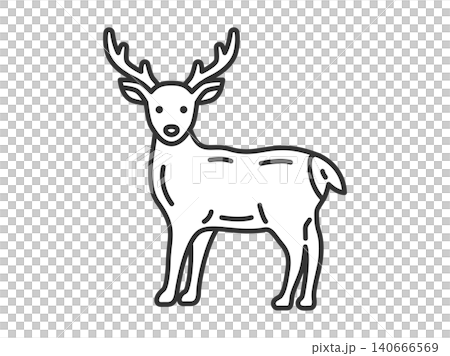 エゾシカ（線画）のイラスト 140666569
