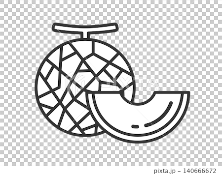 哈密瓜的插圖(線條描) 哈密瓜的插圖(線條描) 140666672