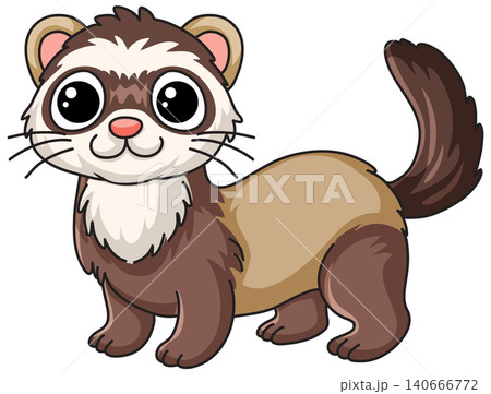 Cute Cartoon Ferret Vector Illustration Isolated on White Background Cute Cartoon Ferret Vector Illustration Isolated on White Background 140666772