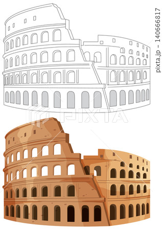 Detailed Architectural Vector Illustration of the Roman Colosseum in Italy 140666817