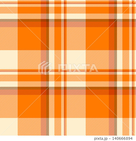 Picnic blanket textile tartan fabric, card texture pattern background. Scrap vector plaid check seamless in bright and blanched almond colors. 140666894