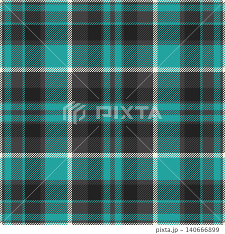 Amazing vector seamless fabric, contemporary pattern background check. Aged plaid texture tartan textile in grey and teal colors. 140666899