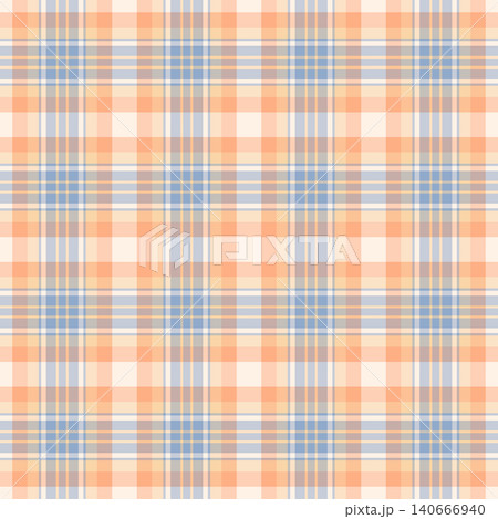 Seasonal pattern check vector, pyjamas background tartan textile. Punk texture plaid fabric seamless in pastel and orange colors. 140666940