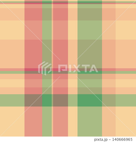 Creative fabric tartan check, 60s vector texture seamless. Mockup background textile plaid pattern in red and orange colors. Creative fabric tartan check, 60s vector texture seamless. Mockup background textile plaid pattern in red and orange colors. 140666965