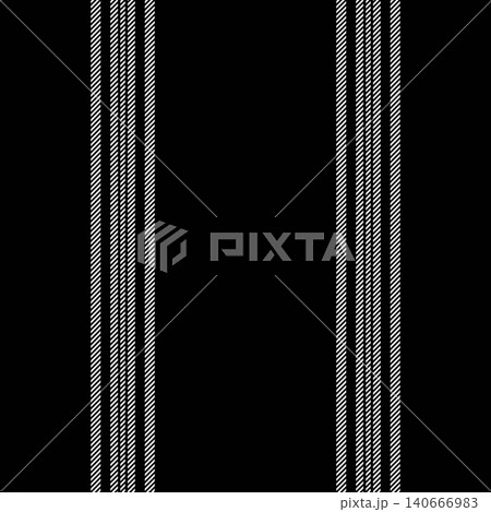 The design presents a bold vertical stripe layout with narrow upright bands. Black and white coloring adds polished surface appeal to a seamless fabric pattern suited to wall surfaces. The design presents a bold vertical stripe layout with narrow upright bands. Black and white coloring adds polished surface appeal to a seamless fabric pattern suited to wall surfaces. 140666983