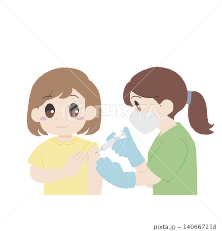 手描き風の女性患者に注射する看護師 手描き風の女性患者に注射する看護師 140667218