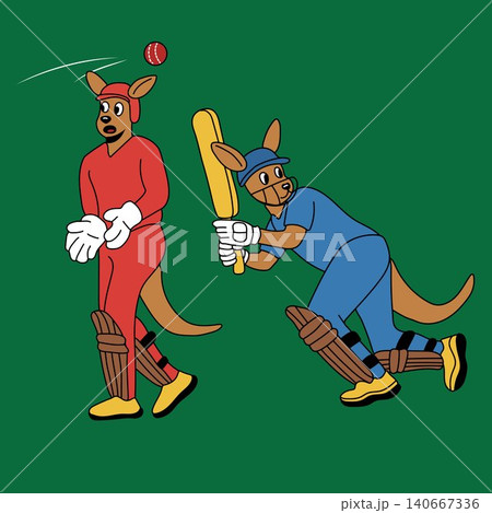 Dynamic Kangaroo Sports Characters Cricket Illustration Dynamic Kangaroo Sports Characters Cricket Illustration 140667336