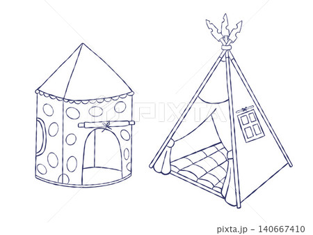 Sensory Tent and Calming Den Line Art. Kids Teepee and Pop Up Play Castle Outline Vector Illustration Pack. Comfort Children Playhouse, Coquette Aesthetic for Autism Solitude. Isolated Hand Drawn Sensory Tent and Calming Den Line Art. Kids Teepee and Pop Up Play Castle Outline Vector Illustration Pack. Comfort Children Playhouse, Coquette Aesthetic for Autism Solitude. Isolated Hand Drawn 140667410