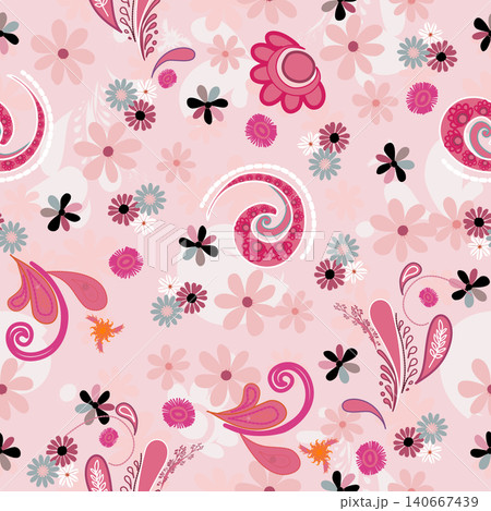 Pink seamless floral paisley pattern ,Traditional seamless paisley pattern. Indian floral ornament.Vector seamless paisley floral pattern ,Vintage floral background. Pink seamless floral paisley pattern ,Traditional seamless paisley pattern. Indian floral ornament.Vector seamless paisley floral pattern ,Vintage floral background. 140667439