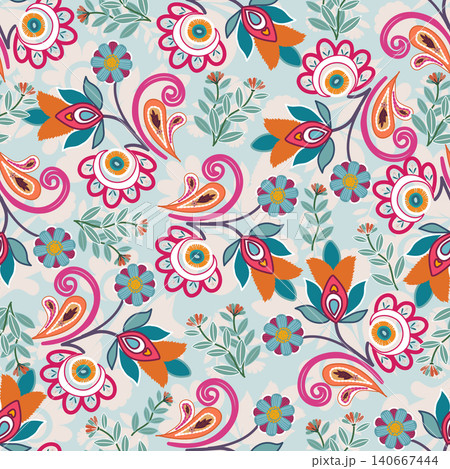 Pink seamless floral paisley pattern ,Traditional seamless paisley pattern. Indian floral ornament.Vector seamless paisley floral pattern ,Vintage floral background. Pink seamless floral paisley pattern ,Traditional seamless paisley pattern. Indian floral ornament.Vector seamless paisley floral pattern ,Vintage floral background. 140667444