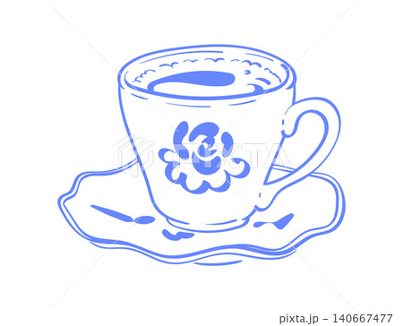 Coquette espresso cup doodle with whimsical cafe style. Cute coffee mug as brunch icon and vintage breakfast symbol. Minimalist ink line sketch on white background, ideal menu card or poster art Coquette espresso cup doodle with whimsical cafe style. Cute coffee mug as brunch icon and vintage breakfast symbol. Minimalist ink line sketch on white background, ideal menu card or poster art 140667477