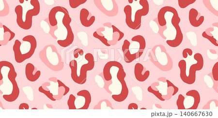 Leopard spot seamless coquette pattern in pink monochrome print. Bold spot and rosette as girly leopard vector red background. Trendy animal print with organic blob in y2k for fashion surface design Leopard spot seamless coquette pattern in pink monochrome print. Bold spot and rosette as girly leopard vector red background. Trendy animal print with organic blob in y2k for fashion surface design 140667630