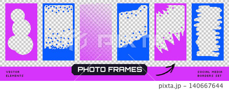 Pixel frame with funky art photo border for bold text box. Pixel frame place holders with story card and social media post. Vector y2k retro set isolated on checkered bg as png Pixel frame with funky art photo border for bold text box. Pixel frame place holders with story card and social media post. Vector y2k retro set isolated on checkered bg as png 140667644