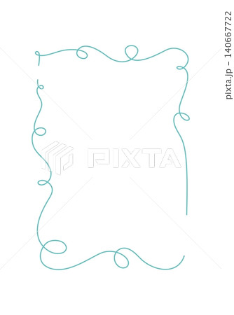 Whimsical hand drawn wedding frame in simple curly line on white background. Cute doodle border acts as romantic ornate element for card or invitation. Delicate blue frame suits social media post and Whimsical hand drawn wedding frame in simple curly line on white background. Cute doodle border acts as romantic ornate element for card or invitation. Delicate blue frame suits social media post and 140667722